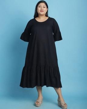 women a-line dress with bell sleeves