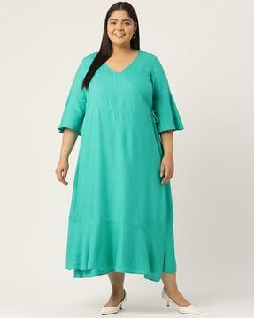 women a-line dress with bell sleeves