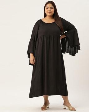 women a-line dress with bell sleeves