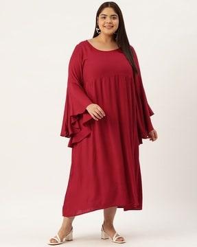 women a-line dress with bell sleeves