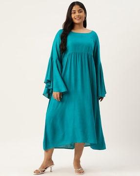 women a-line dress with bell sleeves