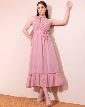 women a-line dress with belt