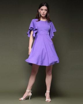 women a-line dress with butterfly sleeves