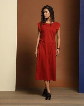 women a-line dress with cap-sleeves