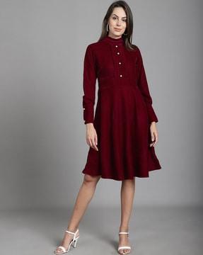 women a-line dress with frilled detail