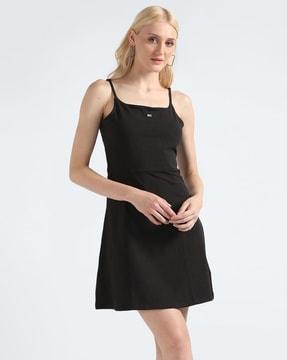 women a-line dress with logo embroidery