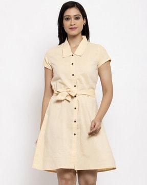 women a-line dress with short sleeves