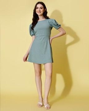 women a-line dress with short sleeves