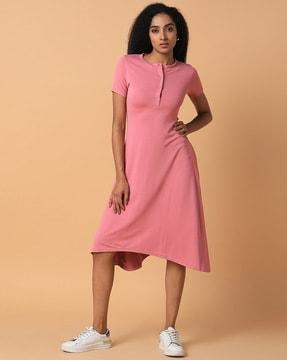 women a-line dress with short sleeves