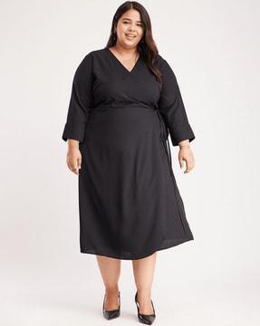 women a-line dress with side tie-up