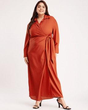 women a-line dress with side tie-up