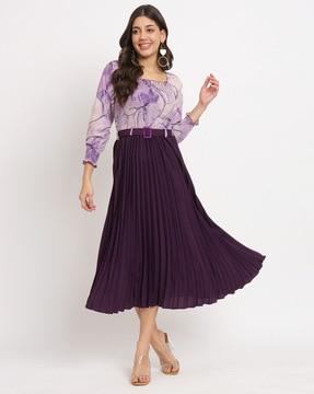 women a-line dress with smocked-front
