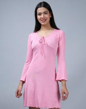 women a-line dress with tie-up