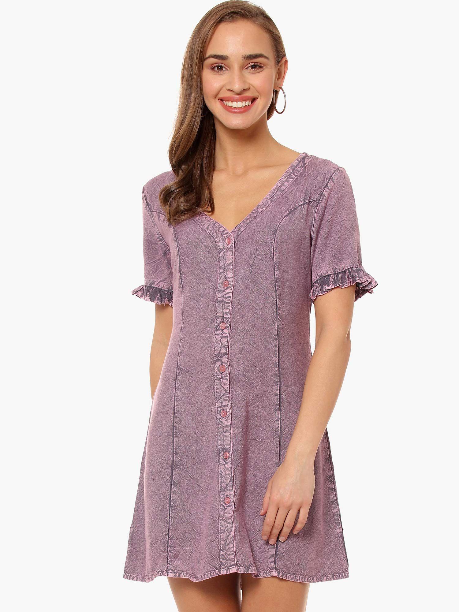 women a-line knee-length purple dress