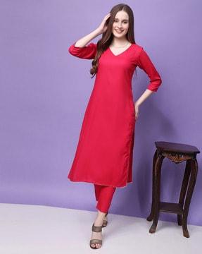 women a-line kurta & pants