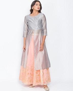 women a-line kurta with front-slit