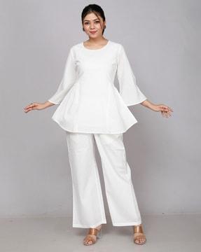 women a-line kurta with palazzos