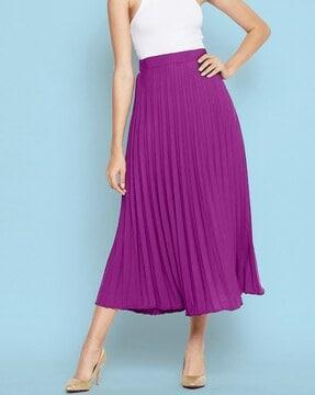 women a-line pleated skirt with elastic waist