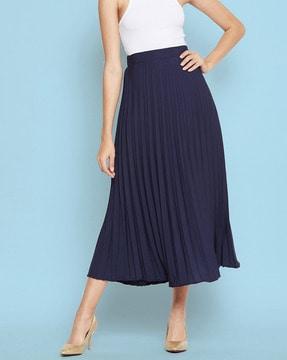 women a-line pleated skirt with elastic waist