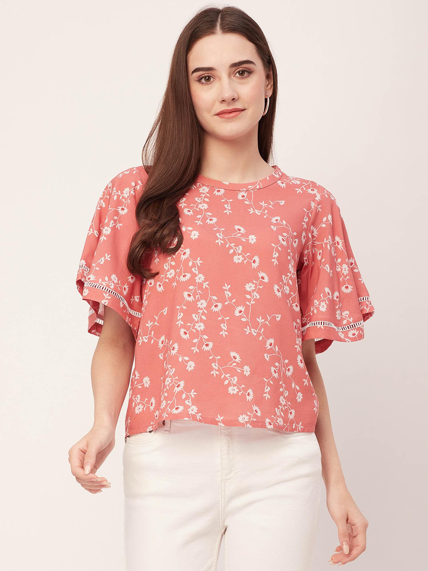 women a-line rayon paisley pink top