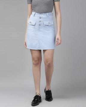 women a-line skirt with button closure