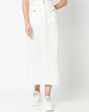 women a-line skirt with flap pockets