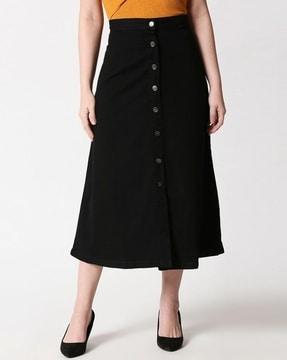 women a-line skirt with front buttons