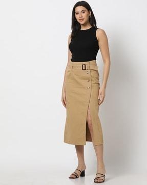 women a-line skirt with slit