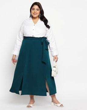 women a-line skirt with tie-up