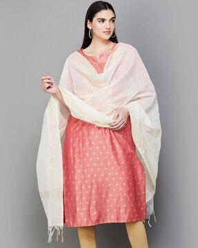 women abstract dupatta with tassels