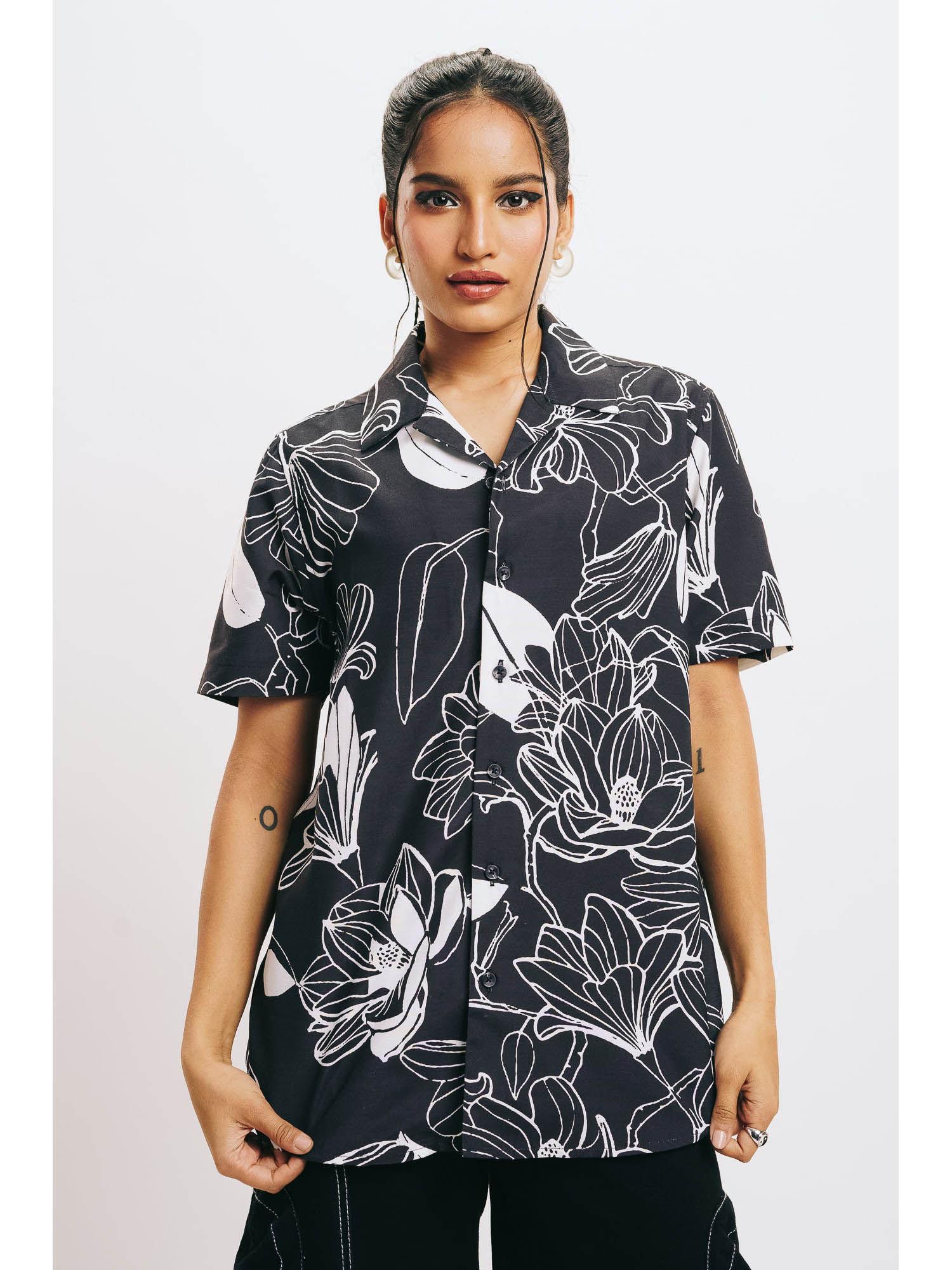 women abstract floral shirt