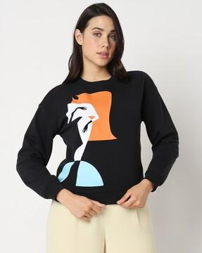 women abstract print regular fit sweatshirt