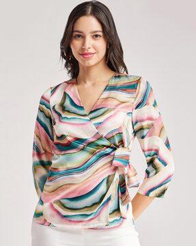 women abstract print relaxed fit top