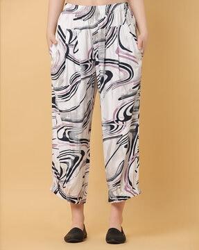 women abstract print relaxed fit trousers