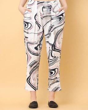 women abstract print relaxed fit trousers