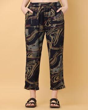 women abstract print relaxed fit trousers