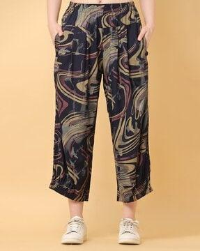 women abstract print relaxed fit trousers