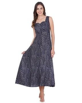 women abstract print sleeveless a-line dress