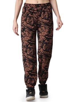 women abstract print straight joggers
