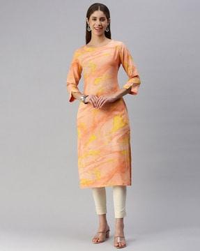 women abstract print straight kurta