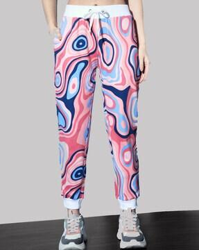 women abstract print track pants