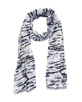 women abstract printed stole with tassels