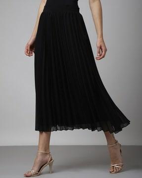 women accordian pleated flared skirt