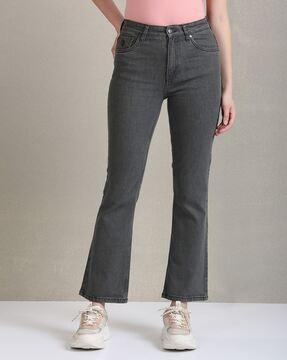 women acid wash bootcut jeans