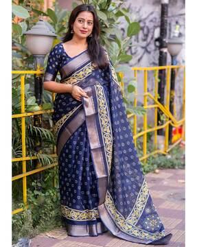 women ajrakh print cotton saree