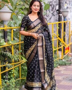 women ajrakh print cotton saree