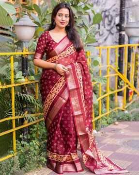 women ajrakh print cotton saree