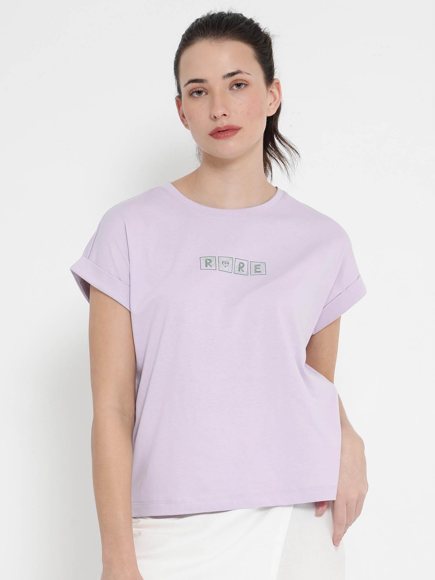 women alexy solid lavender t-shirt