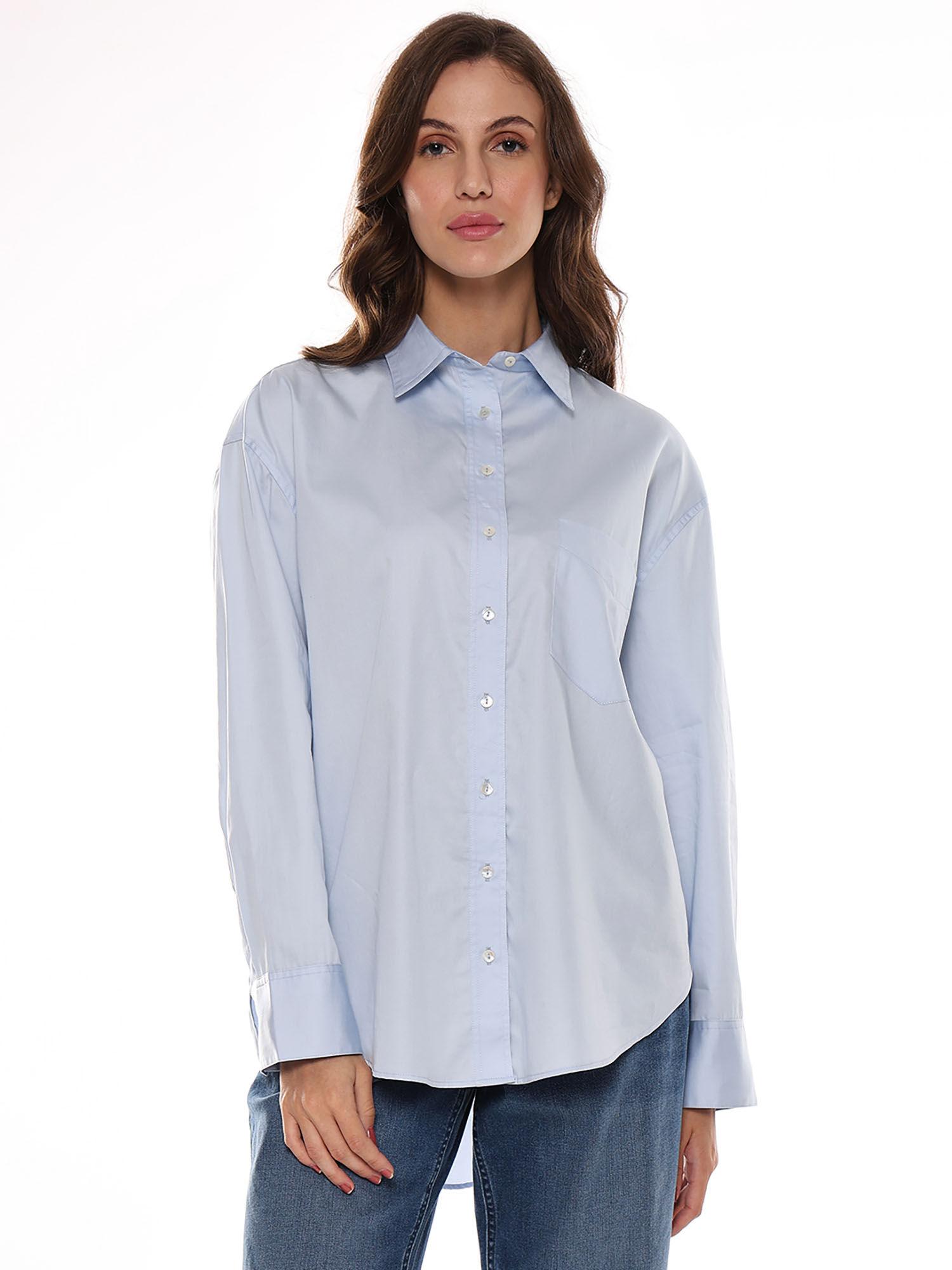 women alma sky blue giza cotton oversized shirt
