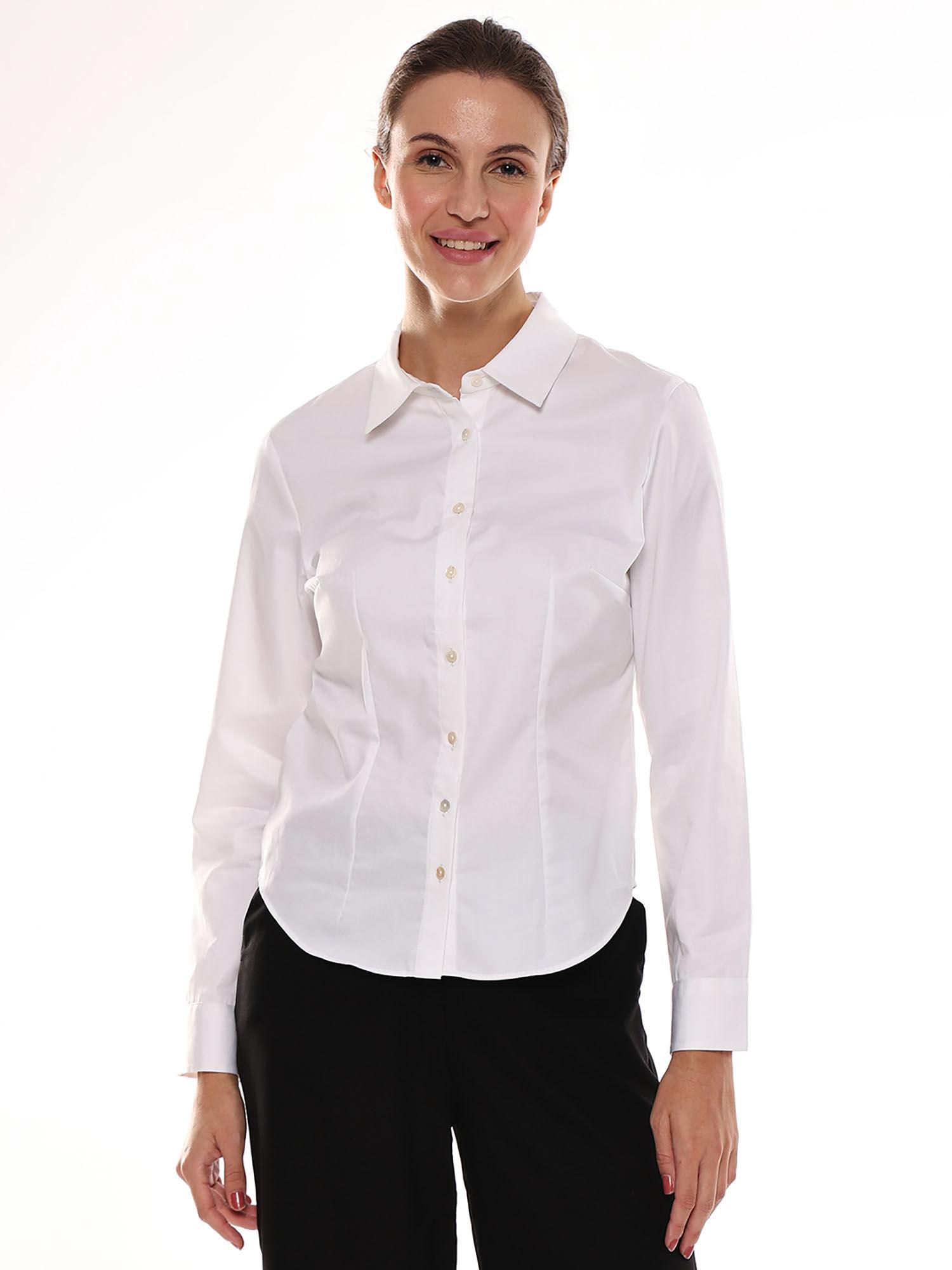 women alora pristine white giza cotton fitted formal shirt